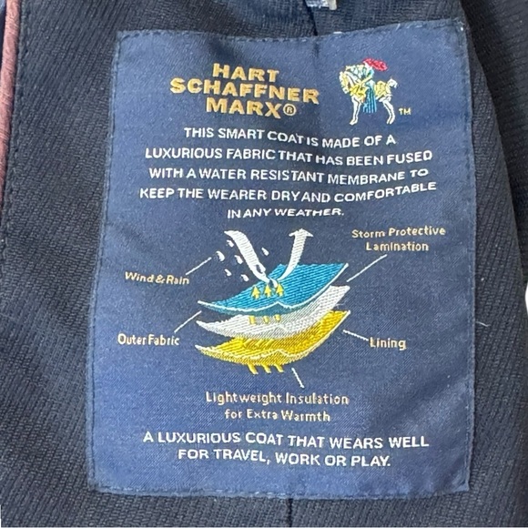 Hart Schaffner Marx Men’s Navy Performance Rain Repellent Smart Coat Jacket 38R - Picture 9 of 11